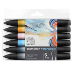 Marqueur d'aquarelle double pointe Set tons Ciel 6 pcs