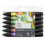 Marqueur d'aquarelle double pointe Set tons Feuillage 6 pcs